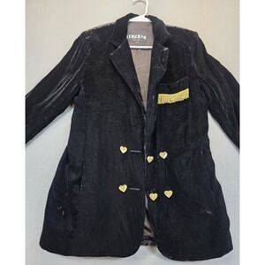 Criscione New York Vintage USA Velvet Black Blazer Jacket Small/XS Fringe Sequin
